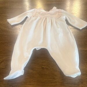 Chloe White Footed Baby One-Piece with Pale Pink Trim